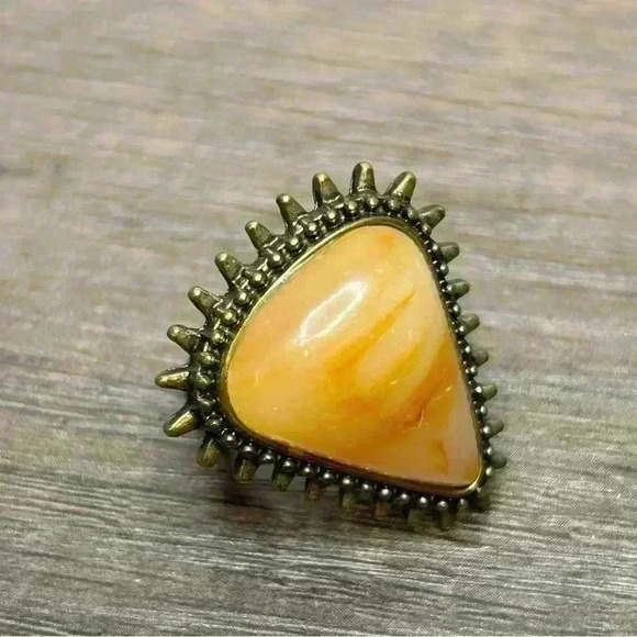 Vintage Butterscotch Agate Statement Ring Size 6 - Picture 1 of 4